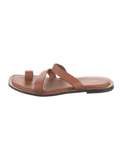 Pre-owned Neous Leather Slides In Brown
