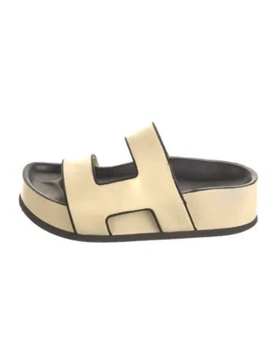 Pre-owned Neous Leather Slides In Neutral