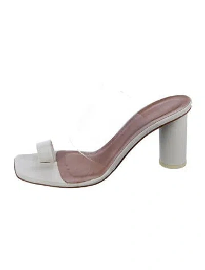 Pre-owned Neous Leather Slides In White