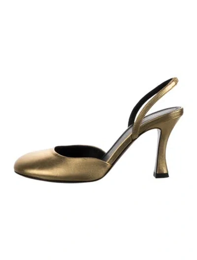 Pre-owned Neous Leather Slingback Pumps In Gold