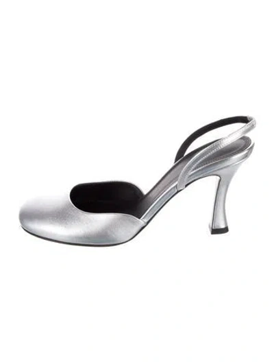 Pre-owned Neous Leather Slingback Pumps In Silver