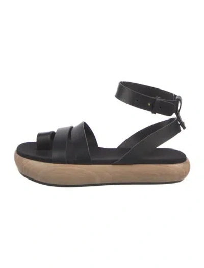 Pre-owned Neous Leather Slingback Sandals In Black