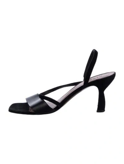 Pre-owned Neous Leather Slingback Sandals In Black