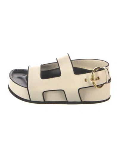 Pre-owned Neous Leather Slingback Sandals In White