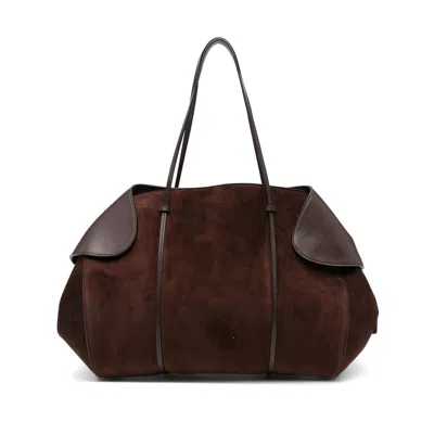 Neous Leather-trimmed Suede Shoulder Bag In Brown