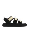 Neous Two-tone Fabric And Leather Octans Sandals In Black