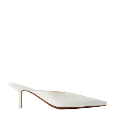 Neous Matar Lace-trimmed Crepe Mules In White