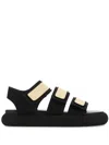 Neous Two-tone Fabric And Leather Octans Sandals In Black