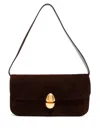 Neous Womens Dark Chocolate Phoenix Baguette Detachable-strap Suede Shoulder Bag In Braun
