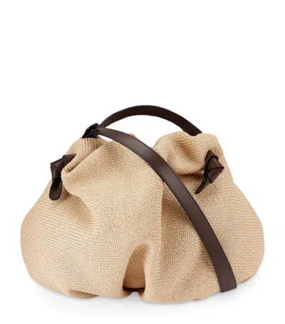 Neous Raffia Taurus Dumpling Top-handle Bag In Brown