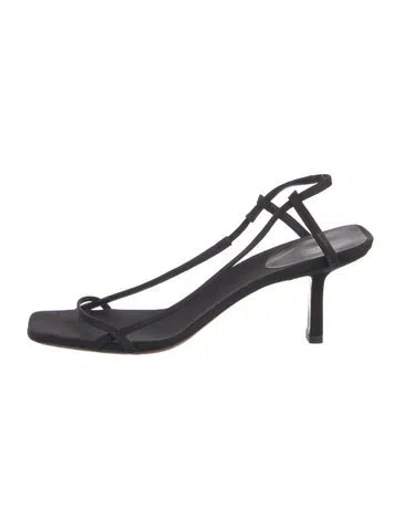 Pre-owned Neous Satin Slingback Sandals In Black