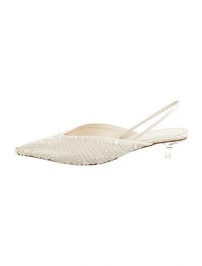 Pre-owned Neous Sequins Sequin Embellishments Slingback Pumps In Neutrals