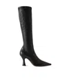 Neous Solid Color Leather Knee Boots In Black