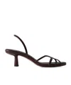 Neous Solid Color Leather Slingback Sandals In Black