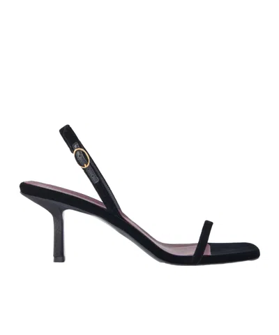 Neous Solid Color Velvet Sandals In Black