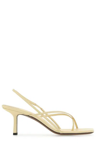 Neous Strappy Kitten Heel Sandals With Open Toe In Beige