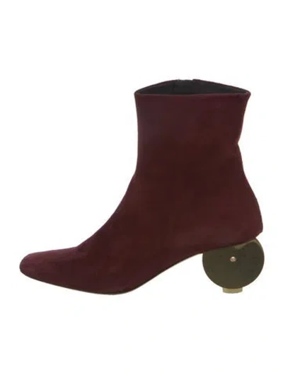 Pre-owned Neous Suede Boots In Burgundy
