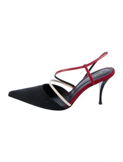 Pre-owned Neous Suede Colorblock Pattern Slingback Pumps In Black
