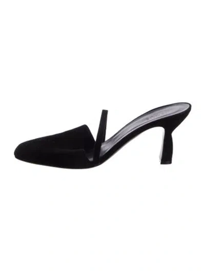 Pre-owned Neous Suede Mules In Black