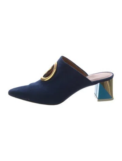 Pre-owned Neous Suede Mules In Blue