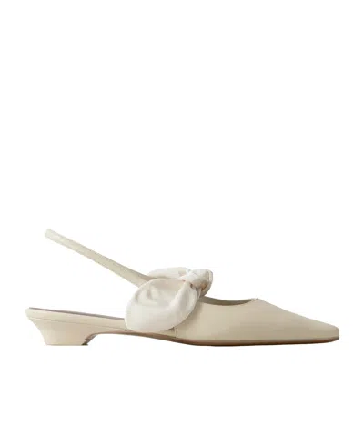 Neous Uba Bow-embellished Faille And Leather Slingback Flats In Neutral
