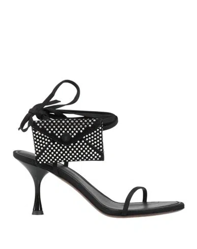 Neous Woman Sandals Black Size 8 Leather, Textile Fibers