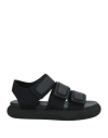 Neous Woman Sandals Midnight Blue Size 8 Textile Fibers, Leather In Black