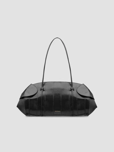 Neous Women's Berenices East To West Eel-effect Leather Shoulder Bag In Black
