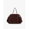 Neous Womens Dark Chocolate Berenices Suede And Leather Shoulder Bag