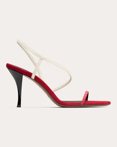 Neous Women's Nembus Asymmetric Leather Sandal In Red/cream