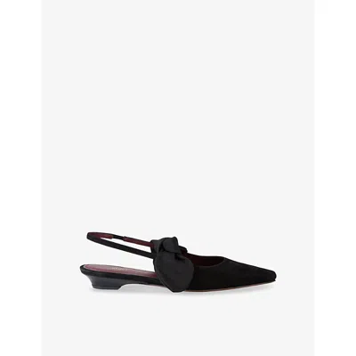 Neous Womens Black Uba  Slingback Wedge Leather Courts Eur 35 / 2 Uk