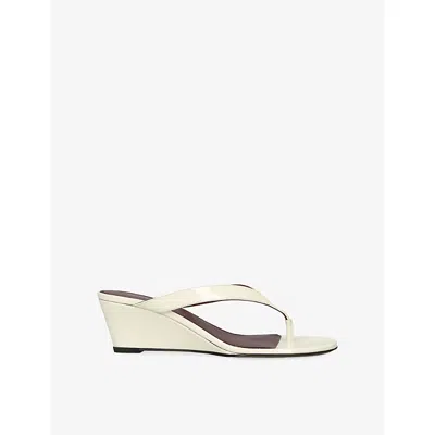 Neous Womens Tercus Leather Wedge Sandals Bone Eur 40.5 / 7.5 Uk In White