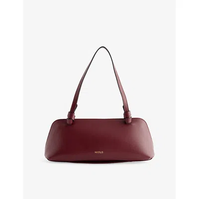Neous Womens Burgundy Aries East-west Leather Shoulder Bag