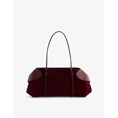 Neous Womens Burgundy Berenices Baguette Leather Shoulder Bag