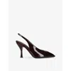 Neous Womens  Hamal Patent-leather Slingback Courts In Dark Brown