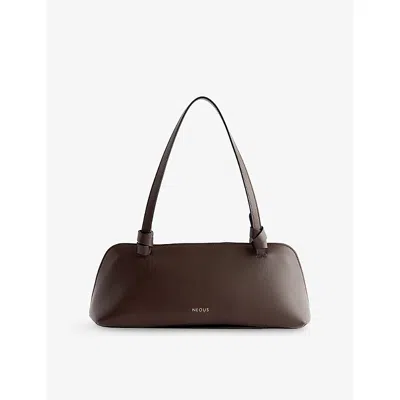 Neous Womens Dark Chocolate Aries East-west Leather Shoulder Bag In Brown