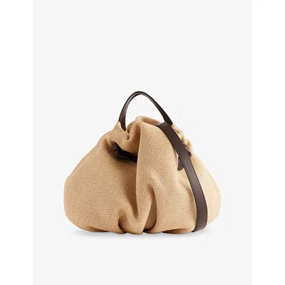 Neous Womens Taurus Dumpling Raffia Tote Bag Dark Chocolate