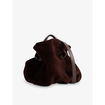 Neous Womens Taurus Dumpling Suede Tote Bag Dark Chocolate