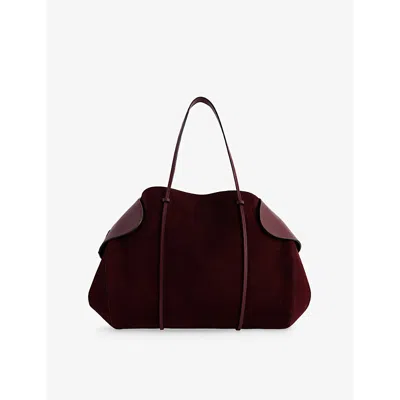 NEOUS WOMENS BURGUNDY BERENICES SUEDE AND LEATHER SHOULDER BAG