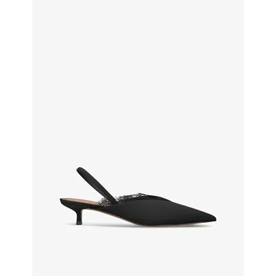 Neous Womens Black Irena Sling 80 Lace-trim Satin Heeled Mules