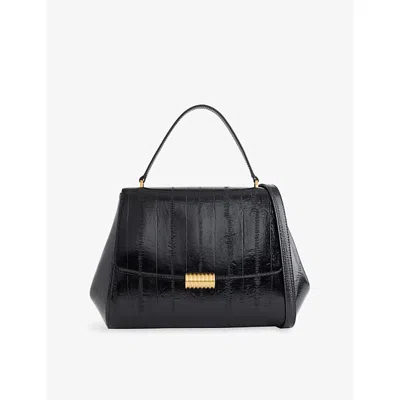 Neous Thala Eel-effect Leather Shoulder Bag In Black