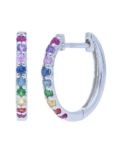 Nephora 14k 0.18 Ct. Tw. Rainbow Sapphire Huggie Earrings In White