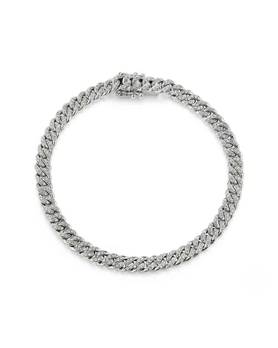 Nephora 14k 0.84 Ct. Tw. Diamond Cuban Link Bracelet In Silver