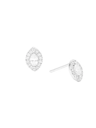 Nephora Women's 14k White Gold & 0.38 Tcw Diamond Halo Marquise Stud Earrings