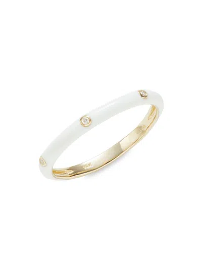 Nephora Women's 14k Yellow Gold, 0.02 Tcw Diamond & Enamel Band Ring In White