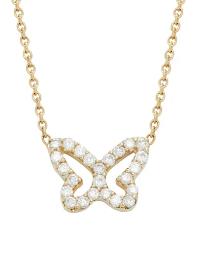 Nephora Women's 14k Yellow Gold & 0.08 Tcw Diamond Butterfly Pendant Necklace