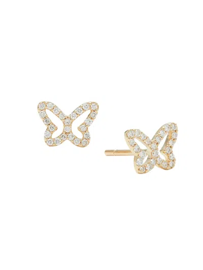 Nephora Women's 14k Yellow Gold & 0.17 Tcw Diamond Butterfly Stud Earrings