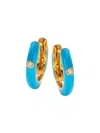 NEPHORA WOMEN'S 14K YELLOW GOLD, DIAMOND & ENAMEL HUGGIE HOOP EARRINGS