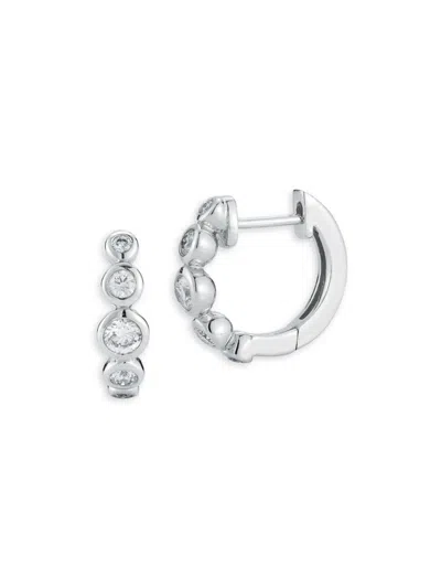 Nephora Women's  14k White Gold & 0.26 Tcw Diamond Bezel Huggie Earrings