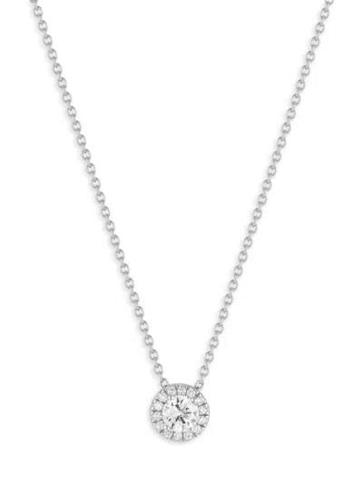Nephora Women's  14k White Gold & 0.58 Tcw Diamond Halo Pendant Necklace